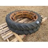 Pair Michelin 8.3-44 row crop wheels and tyres