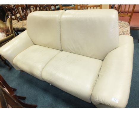 A cream leather sofa 