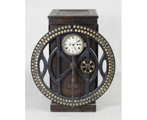 A late 19th century oak cased time recorder the 6.5 inch dial with ring of Roman numerals, title to the centre 'International