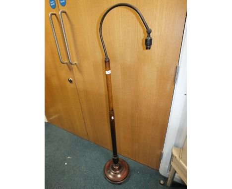 A Regency style mahogany crook neck lamp standard 