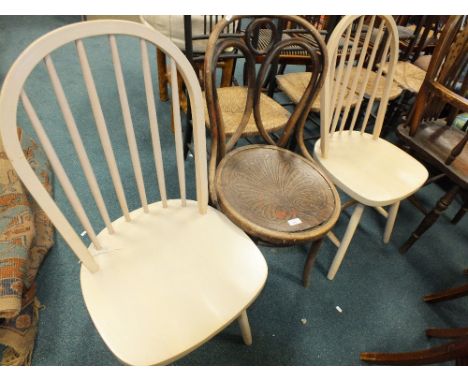 Four chairs: one wheel back, two stick back and one bentwood chair (4)