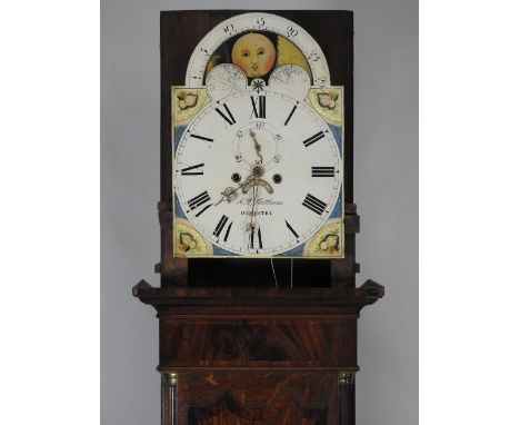 A Victorian oak crossbanded mahogany eight day longcase clock the 14 inch arch enamel dial signed CR Matthews, Oswestry with 