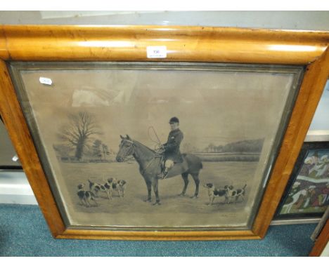 British School, early 20th century,Huntsman with hounds, lithograph