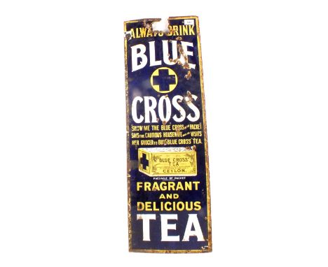 A Blue Cross Tea enamel sign, 36" x 12"