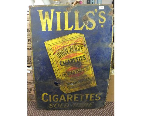 An enamel Wills Gold Flake sign, 36" x 24"