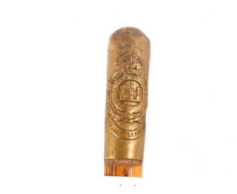A swagger stick, badged to 'The Suffolk Regiment'