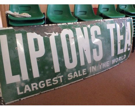 A large Liptons Tea enamel sign, 35" x 96"