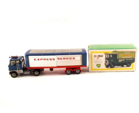A Corgi 1137 Ford articulated trailer express service with mechanic and a boxed 5013 AEC 508 forward control 5 ton cab over