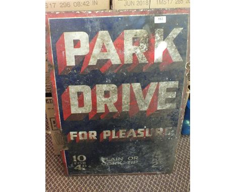 An enamel Park Drive Cigarettes sign, 30" x 20"