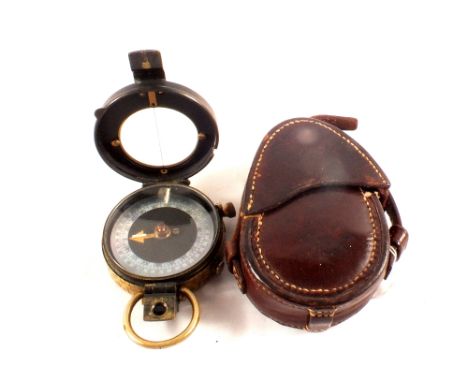 A WWI (dated 1915) Verners compass in 1915 dated Brooks & Co Ltd leather case, both in excellent condition