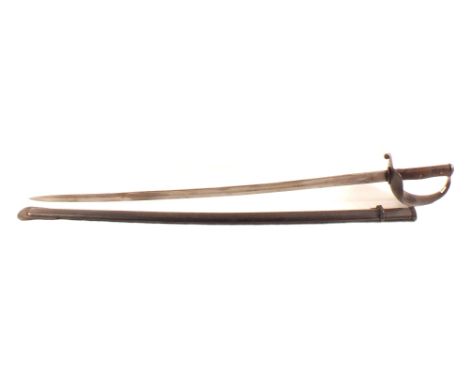 A Brazilian sword with scabbard, badges, hilt and blade, maker marked