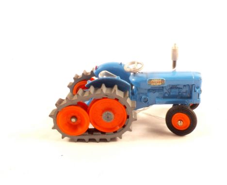 A Corgi 54 Fordson half track tractor with blue body, orange rollers and grey tracks (early casting with lights at side of ra