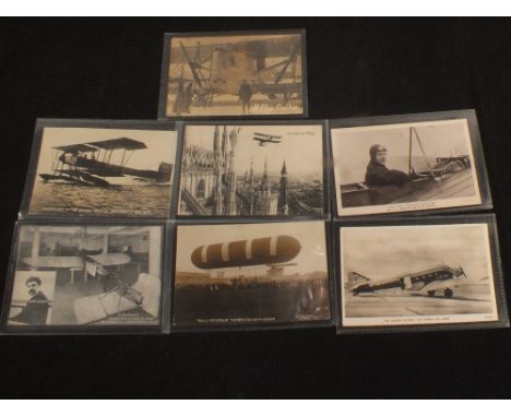 Seven early aviation postcards including R.P. Gotha, Nulli Secundus The British Army Airship etc