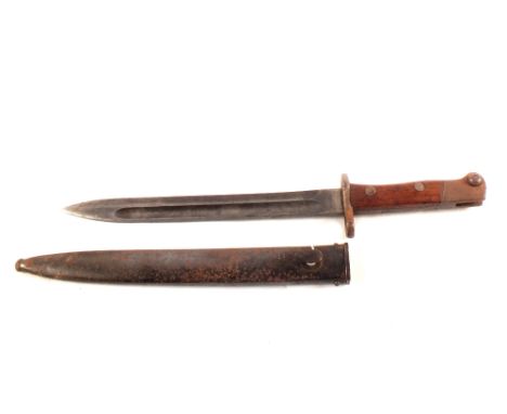 A Mauser style bayonet and scabbard with 'turtle helmet'