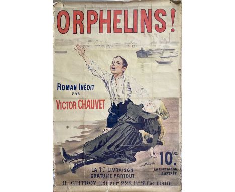A large format original advertising poster, likely c late 19th century and printed to advertise the publication of the novel 