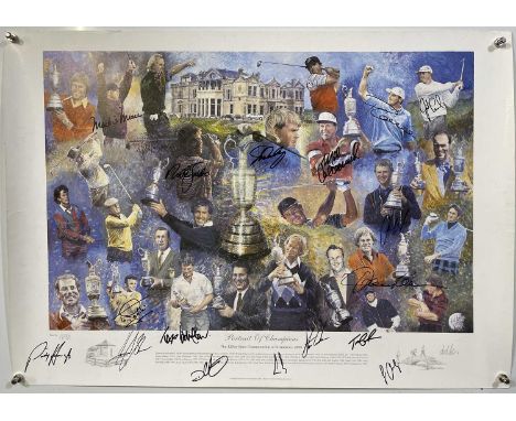 A 'Portrait of Champions' print c 2000, signed by 17 past champions to include Padraig Harrington, Nick Faldo, Mark O'Meara, 