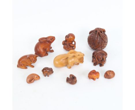 Various reproduction Chinese carved wood netsuke 