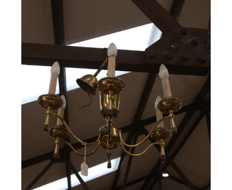 A Vintage brass 6-branch chandelier, 48cm across 