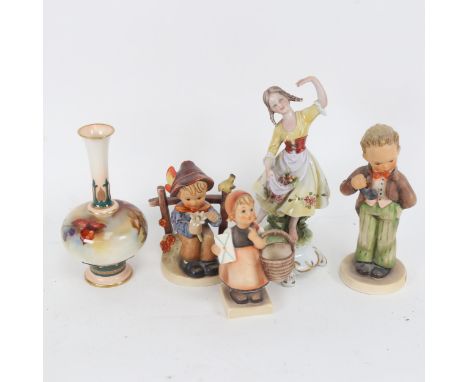 Royal Worcester vase, F111/H, 14.5cm, 3 Hummel figures and a Capodimonte figure 