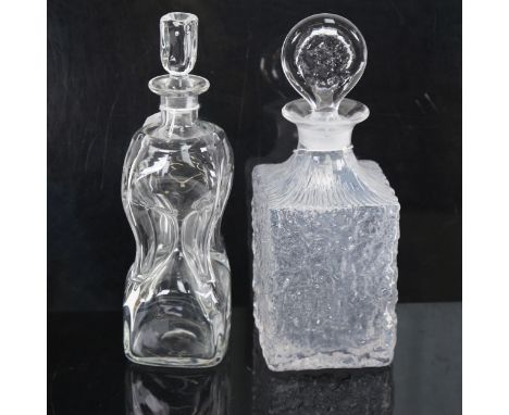 A Whitefriars Glass Glacier decanter, and a vintage Glug decanter with polished pontil, tallest 27cm 