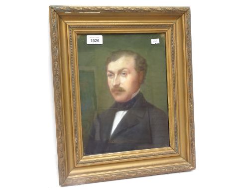 19th century coloured pastels portrait of a gentleman, unsigned, framed, overall frame dimensions 41cm x 34cm 