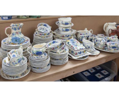 An extensive Mason's Ironstone Regency pattern tea and dinner service, including cheese dish, meat platter, pair of double-li