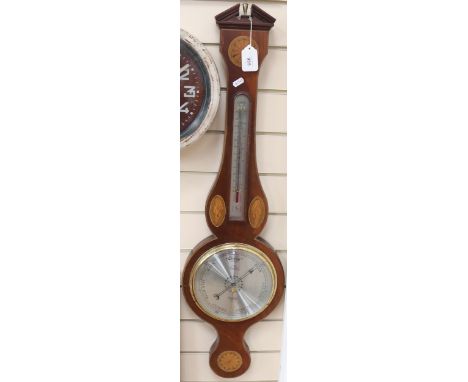 A reproduction Comitti inlaid wheel barometer, height 95cm 