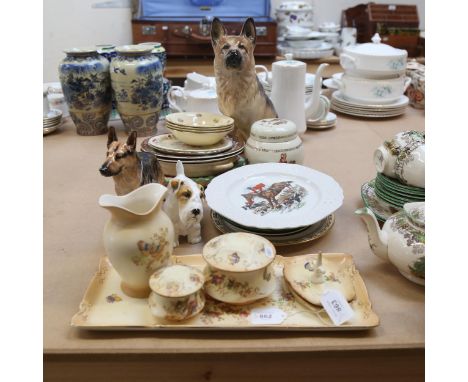 Various ceramics, including Crown Ducal, Clarice Cliff bowls, Alsatian dogs etc 