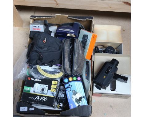 Various Vintage cameras and phones, including Pentax ME Super, Optima 6000 pocket sensor etc (boxful) 