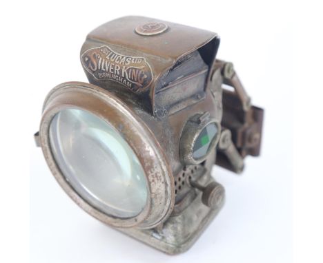 An early 20th century Joseph Lucas Silver King paraffin bicycle lamp, height 12cm 
