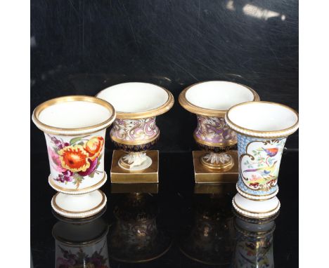 A Victorian Worcester porcelain vase with painted and gilded botanical design, height 12cm, a Victorian porcelain vase with p