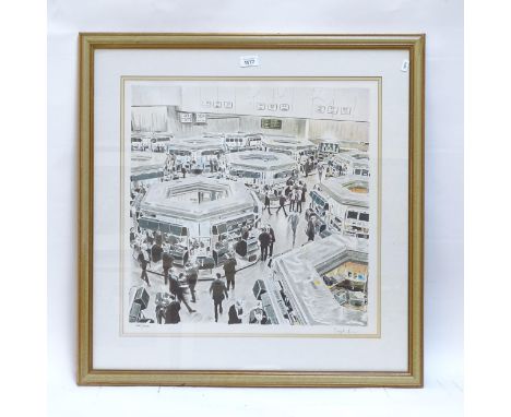 Boyd & Evans, colour print, London Stock Exchange, signed in pencil, together with 2 other pencil signed prints, framed (3) 