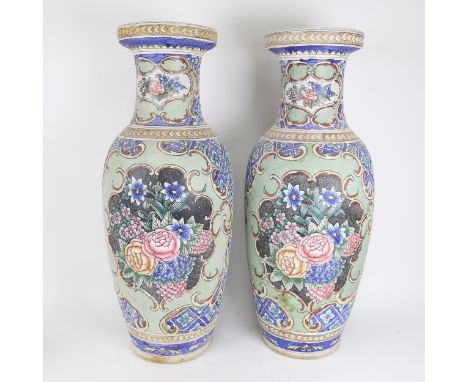 A large pair of ceramic baluster vases, height 61cm 