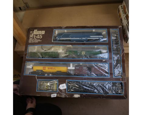 A Vintage boxed Lima 1:45 scale electric train set, with British Railways and Shell carriages, no. 3546 