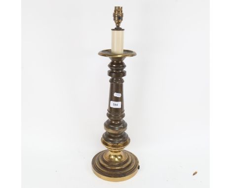 A heavy brass table lamp, 55cm 
