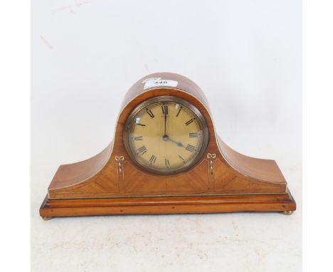 A Swiss mantel clock with inlaid decoration, height 16.5cm 