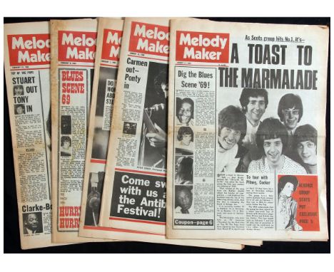 One Box: MELODY MAKER, 70+ iss 1968-1969 comprising approx 47 iss January-December 1968 and approx 25 iss January-November 19