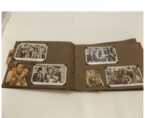 A Scrap Album circa 1950s cinema interest including approx 20 Metro Goldwyn Mayer "Picture Goer Postcard" real photographic p
