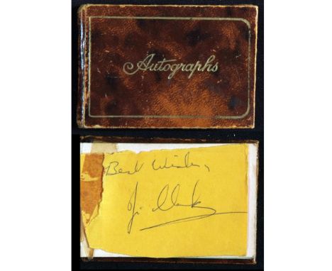 An Autograph Album containing small qty assorted sigs including Jim Clark (1936-1968) "best wishes Jim Clark" autograph on pa