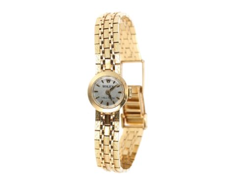 Rolex Precision 18ct lady's bracelet watch, ref. 8465, circa 1959, signed silvered dial with baton markers, cal. 1401 15 jewe