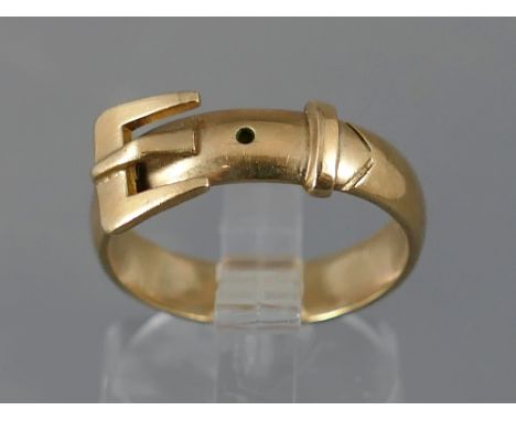 9ct buckle ring, width 4mm, ring size M/N, 4.0gm