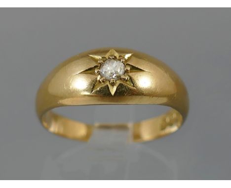 Antique 18ct old cut diamond set gypsy ring, Chester 1910, 0.1ct approx, ring size N, 4.0gm