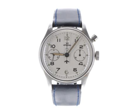 British Military Royal Navy issue single push button chronograph stainless steel gentleman's wristwatch, circa 1940s, circula