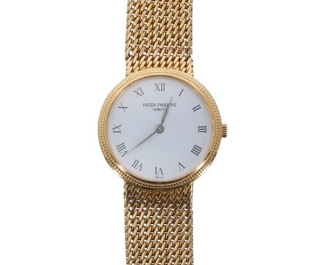 Patek Philippe Calatrava 18ct yellow gold lady's bracelet watch, ref. 4819/5, circa 1999, signed white porcelain dial with Ro