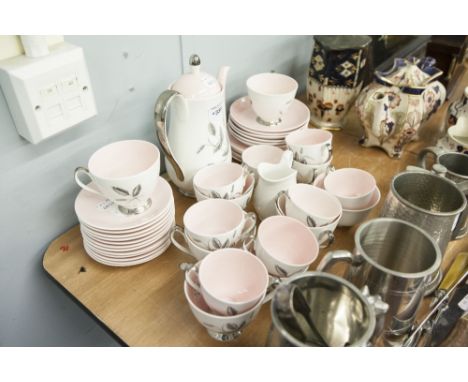 FORTY THREE PIECE QUEEN ANNE HARVEST PINK CHINA PART TEA AND COFFEE SERVICE, including coffee pot and sixteen cups, (43)