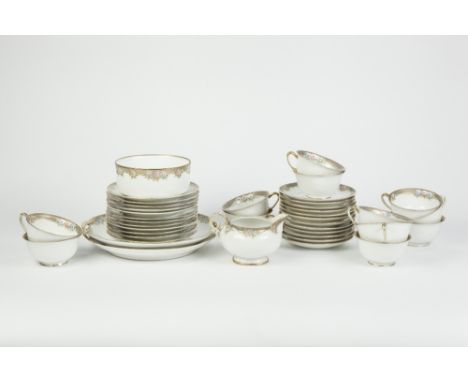 FORTY PIECE MODERN NORITAKE PORCELAIN TEA SERVICE FOR TWELVE PERSONS, with floral borders, no teapot