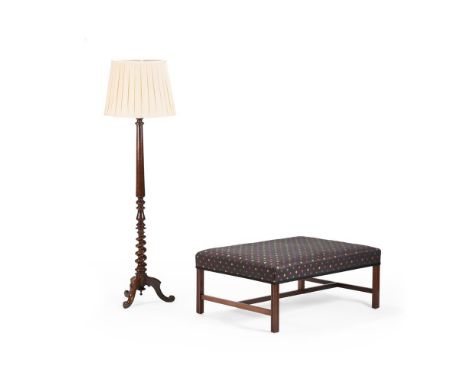 Y&nbspA ROSEWOOD STANDARD LAMP 19TH CENTURY With a cream silk pleated shade The lamp base 139cm high, 44cm wide Together with