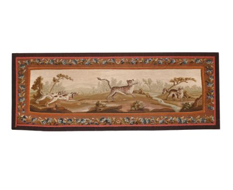 A LOUIS XVI AUBUSSON TAPESTRY PANEL SECOND HALF 18TH CENTURY Mounted on a wooden board 63cm high, 169cm wide