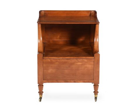 A REGENCY SATIN BIRCH NIGHT COMMODE  BY GILLOWS, CIRCA 1820  The edge of the front panel stamped 'GILLOWS.LANCASTER'  75.5cm 