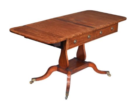 A GEORGE III MAHOGANY AND LINE INLAID SOFA TABLE CIRCA 1810  71cm high, 149cm wide (open), 60.5cm deep Provenance:  Private C